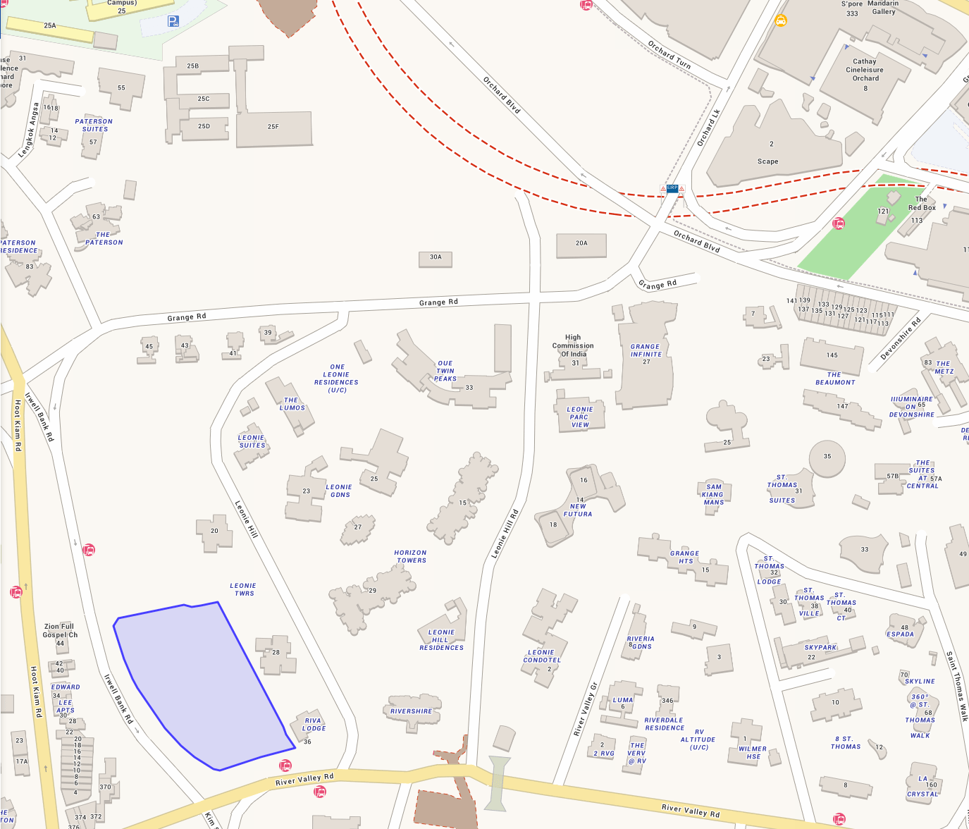 One Map Location Showing Where Irwell Hill Residences Condo at Irwell Bank Road River Valley by CDL